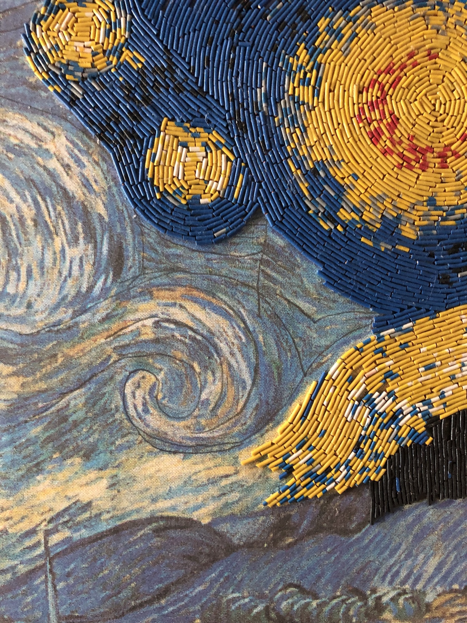 Work in progress of a wire mosaic which is inpsired by Vincent von Gogh